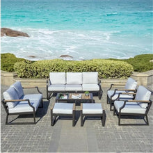 Direct Wicker 2 Piece Iron & Fabric Ottomans with Cushion in Black