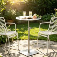 Yopappol Weatherproof Adjustable Height Patio Table, Full Stainless Steel Round Bistro Side Table, Space Saving Outdoor Cocktail Tables for Garden Cafe, Easy to Assemble(Top 35cm)