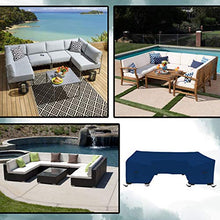 Patio U Shape Sofa Cover 18 Oz Waterproof - 100% UV & Weather Resistant Customize Outdoor Sofa Cover with Air Pockets and Drawstrap with Snug Fit (33" H x 120" W x 35" D, Blue)