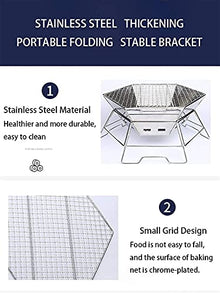 Outdoor Indoor Barbecue Charcoal Grill Portable BBQ Grill Stainless Steel Folding Barbecue Charcoal Grill for Outdoor Grilling Cooking Camping Hiking Picnics