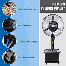 sdneNest Outdoor Misting Fan, 90°Oscillating Fan with Mist, Standing Floor Fans with 3 Wind Modes and 9 Gallon Large Capacity Tank, Outside Restaurant Gym Cooling Fan (Black 71cm/28in)