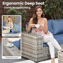 ovios 12 Pieces Patio Furniture Set, Outdoor Wicker Sectional Sofa with Coffee Table Comfy Cushions, Modern Modular Deep Seat Couch Rattan Conversation Set, Denim Blue