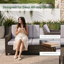 Varmoza Outdoor Wicker Patio Loveseat, 2-Seat Sofa with Deep Seating