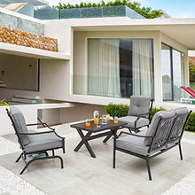 LOKATSE HOME 4-Piece Outdoor Bistro Furniture Set with Cushions Grey