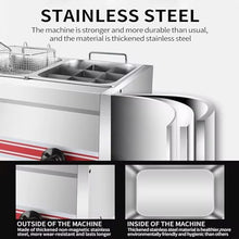 Commercial Gas Fryer, 30L Fryer With Stainless Steel Counter Top Basket, Triple Cylinder Adjustable Temperature Fryer, With Condiment Rack And Sauce Bottles