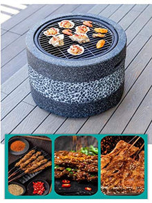 SLGGPJBU Outdoor Fire Pit Garden Wood-Burning Fire Pit Barbecue Grill Kit, Backyard Patio Outdoor Imitation Stone Fireplace Bonfire Pit, 55.5cm/21.9""