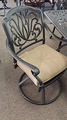 theWorldofpatio Elizabeth Cast Aluminum Powder Coated Dining Swivel Rocker - Set of 4 with Walnut Cushions - Antique Bronze