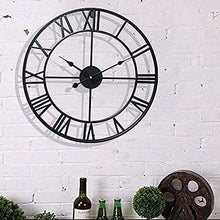 EHVYBDX Indoor Outdoor Decoration Outside Clock Mute Quartz Wall Clock Outdoor Garden Wall Clock Large Retro Roman Numerals Garden Clock Open Face Wrought Iron Waterproof Outdoor Clock