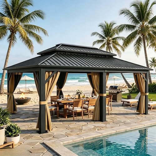 YITAHOME Hardtop Gazebo Aluminum Double Roof Galvanized Iron Steel Top