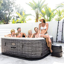 Intex PureSpa Plus 6 Person Inflatable 94" Square Outdoor Hot Tub Spa with 170 Bubble AirJets, Insulated Cover & LED Color Changing Lights Square Greystone