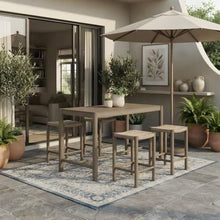 Outdoor Escape Teak Wood Outdoor Bar Table, Rectangular Bar Height Pub Table for Patio Deck Garden Teak Outdoor Furniture High Top, Weathered Gray Teak