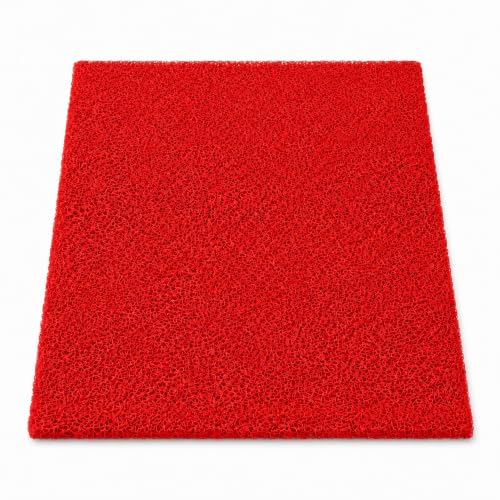 FloorTags Vinyl Mesh Mat 4' x 15', 1/2" Thick, Red