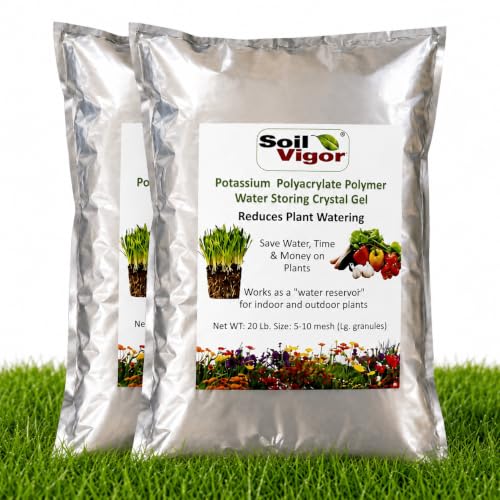 Commercial Grade Potassium Polyacrylate Water Crystals | Super Absorbent Polymer for Plants, Lawn & Agriculture | Reduces Watering Up to 50%, Improves Root Growth & Transplant Success (40 Pound)