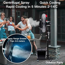 KUYBTU Portable Outdoor Misting Fan for Patio, Fans Misting Industry Evaporative Cooler 90° Oscillation 3 Speeds, 3 Micro-Mist Levels, Standing Fans with Casters Movable for Yar-75cm/30in