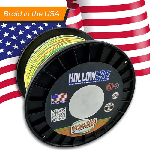 FINS Hollow Core Braided Fishing Line Metered Color - 100 lb, 4800 Yds