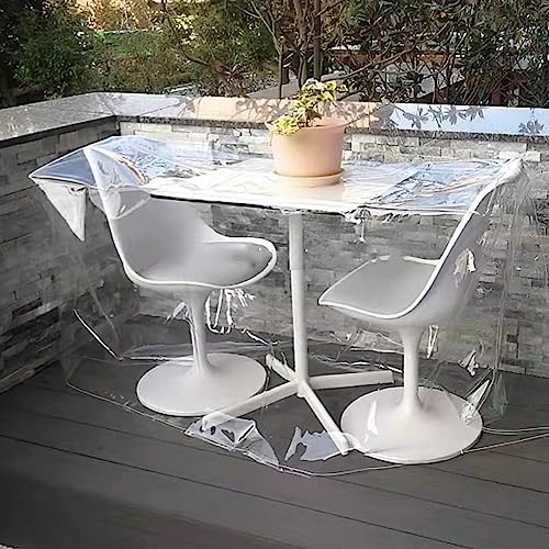 OREKPOT Outdoor Sectional Couch Cover Waterproof Windproof Transparent Tear Resistant for Patio Furniture Dining Table Chair Set，Clear 213x74x132cm