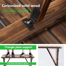 LLZJDDPLY Folding Picnic Table Set with 2 Benches, Carbonized Wood Patio Table with Umbrella Hole, Portable Outdoor Dining Set, Brown
