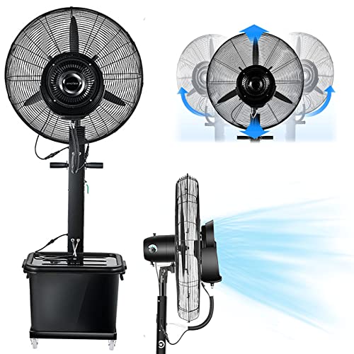 CUTPOIY Misting Fan Outdoor, 90° Oscillating Pedestal Fan with Mist for Shop, Garage, Barn, Workspace, 11 Gallon Tank, 71cm/28in
