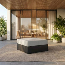Outdoor Escape Powder-Coated Aluminum Outdoor Ottoman with Thick Cushion, Patio Ottomans and Outdoor Foot Rest for Patio, Gray Gray