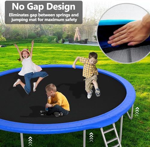 Lyromix 16FT Outdoor Trampoline with Basketball Hoop Morandi Blue