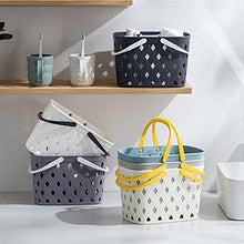 Plastic Storage Basket Collapsible with Handle - Portable Outdoor Picnic Basket Space Saving Storage Basket for Kitchen Shelves Bathroom,Orange,28cm (Blue 28cm)