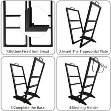 DOIBG Firewood Rack, Outdoor Indoor Firewood Log Rack, Small Wood Rack Holder for Fireplace, Metal Firewood Carrier Brackets for Campfire Garden Patio Storage