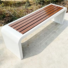 Vttui U-Shaped Outdoor Bench, Steel Frame Patio Bench 220cm Brown