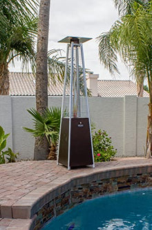 Hiland Glass Tube Patio Heater in Hammered Bronze with Tan Cover