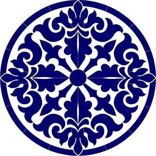 Custom Mosaics, Inc. Baroque Medallion Porcelain Swimming Pool Mosaic 36" x 36" Blue