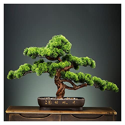 YXIANG56Q Fake Plants Artificial Welcome Pine Potted Plants, Fake Trees, Green Plants, Hotel Entrance Decoration, Bonsai Decoration, Podocarpus Large Potted Bonsai Tree(A)