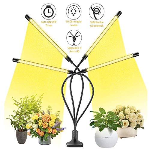 LED Grow Light Full Spectrum Flexible Timing Dimmable Clip Phyto Lamp 4 Heads Grow Lamp Foldable Plant Growth lamp 4 Pole Full Spectrum Clip Plant lamp can be timed.