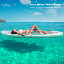 SereneLife Inflatable Board (6 Inches Thick) | Premium SUP Accessories & Carry Bag | Wide Stance, Bottom Fin | Non-Slip Deck | Youth & Adult Standing Boat