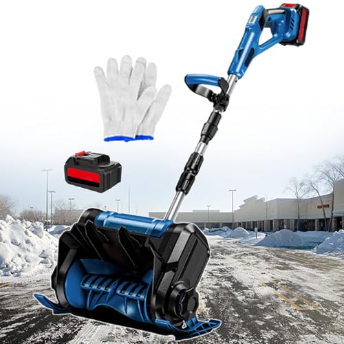 Battery Powered Electric Snow Blower, Cordless Snow Shovel, Cleaning Width Up to 30 cm, 3 Directions Adjustment Electric Snow Thrower with Charger, for Property, Factory Blue-1battery