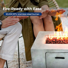 SereneLife Propane Gas Fire Pit Table, 50,000 BTU Square Outdoor Firepit with Stainless Steel Burner, Adjustable Flame, Lava Rocks & Weather-Resistant Cover for Backyard, Patio, Garden (42"x20"x23.6")