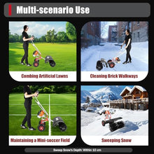 52CC Gas Powered Hand Snow Sweeper Power Brush - 20.5" Width Nylon Brush, 10500 RPM, 2.5HP 2-Stroke Walk Behind Snow Sweeper Machine for Driveway, Walkway, Lawn & Artificial Turf Cleaning, Foldable