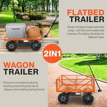 SuperHandy Electric-Assist Garden Cart 5.7 Cu Ft 440lbs Load All-Terrain Orange