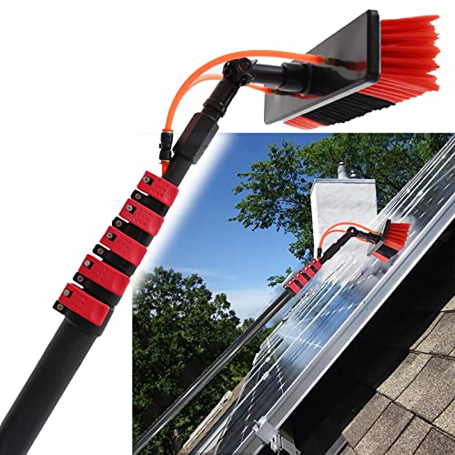 Niczu Water/Hose Pole Cleaning Brush Equipment, Window Glass Cleaning Pole Kit, Extendable Outdoor Cleaner Tools Photovoltaic and Solar Panels,9M/30FT