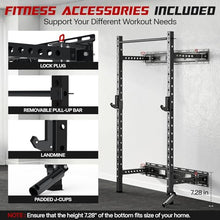 SkiPack Folding Squat Rack Wall Mounted with Weight Bench Black