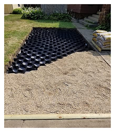 AMHUKIP Driveway Geogrid Stabilizer - Heavy-Duty HDPE Ground Grid for Gravel and Erosion Control (3ft-164ft) - 2" & 4" Heights(3x10 m (10x33 ft) 5cm/2" High)