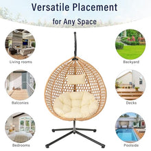 Merax Egg Hanging Chair with Stand, Indoor/Outdoor Swinging Wicker Hammock Chair for Patio, Garden, or Living Room