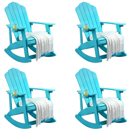 YITAHOME Outdoor Rocking Adirondack Chair Set of 4 Green