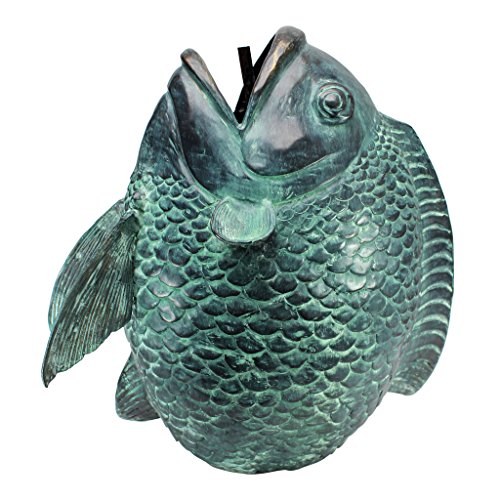 Design Toscano Asian Dancing Koi Fish Piped Statue Fountain 22 Inch Green Verdigris
