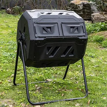 TsoLay Compost Tumbler Outdoor, 160L Dual Chamber Compost Tumbler, High Volume Composter with Sliding Doors, Ventilation Hole Design & Solid Steel Frame, for Garden, Kitchen, and Yard Waste
