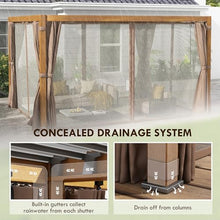 Outsunny 10' x 13' Louvered Pergola Hardtop Gazebo with Adjustable Aluminum Roof, Natural Wood