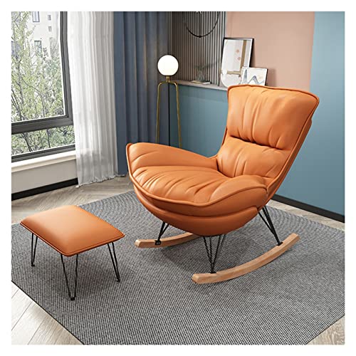 TXGJWRA Upholstered Rocking Chair with Ottoman, Steel Frame Rocker Chair with Wood Base, Padded Seat for Living Room Balcony Porch, Support 160Kg,