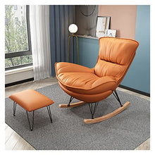 TXGJWRA Upholstered Rocking Chair with Ottoman, Steel Frame Rocker Chair with Wood Base, Padded Seat for Living Room Balcony Porch, Support 160Kg,