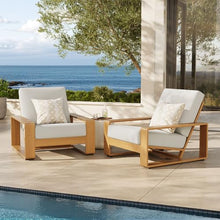 Modway Lirienne Aluminum Faux Wood Set of 2 Outdoor Armchairs in Ivory Natural – All-Weather Backyard Patio Accent Chairs with Weather-Resistant Woven Fabric Cushions