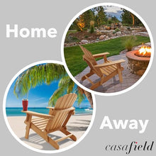 Casafield Oversized Folding Adirondack Chair, Set of 4 Cedar Wood Outdoor Fire Pit Lounge Chairs for Patio, Deck, Yard, Lawn and Garden Seating, Partially Pre-Assembled - Natural