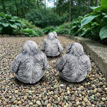 OLOMA Concrete Three Wise Monkeys Garden Statue Set No Hear No See No Speak No Evil Monkeys Figurines Outdoor Realistic Gorillas Yard Decor Meditation Zen Sculpture Handcrafted Primate Art