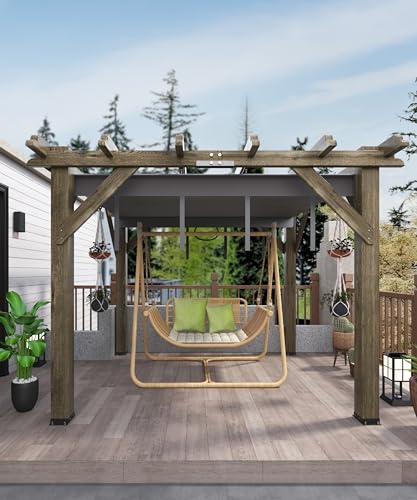VerisShade 10x10 Ft Cedar Pergola with Canopy Charcoal Grey